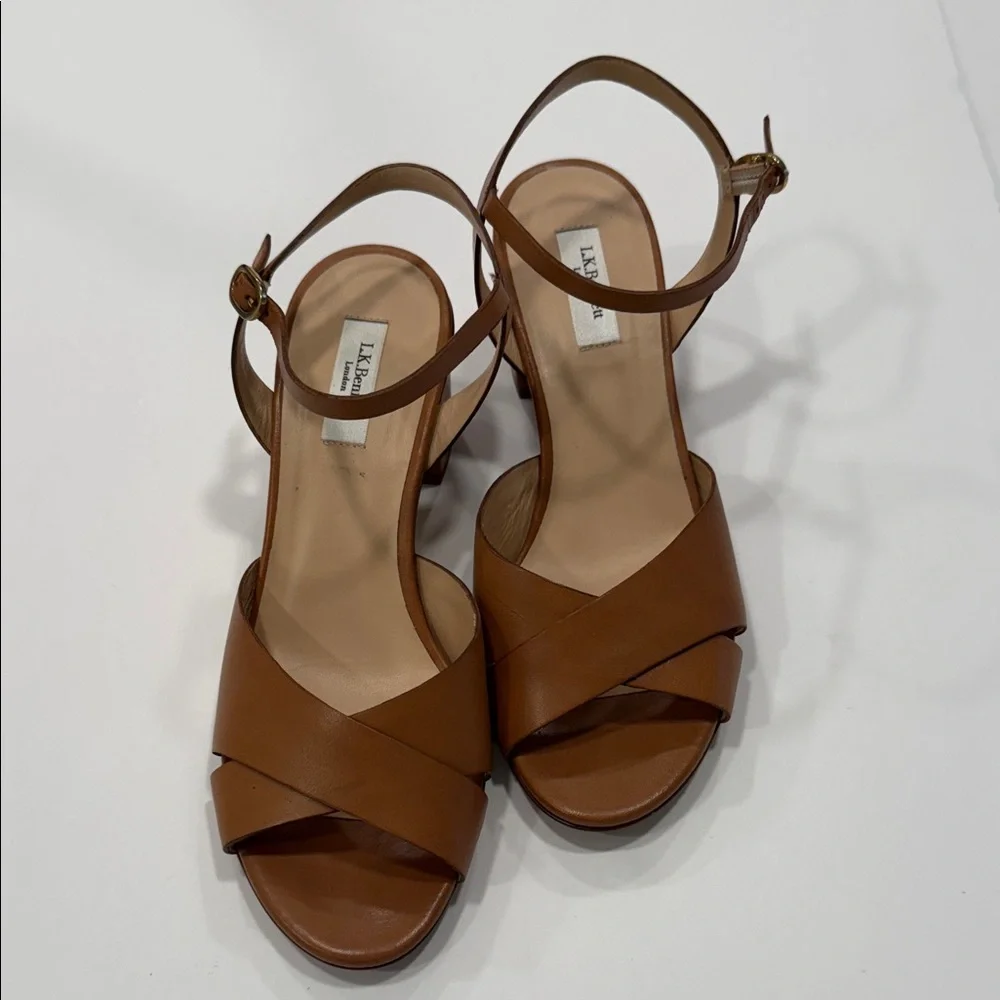 LK Bennett Tabitha Brown Block Heel leather Sandals size 61/2
